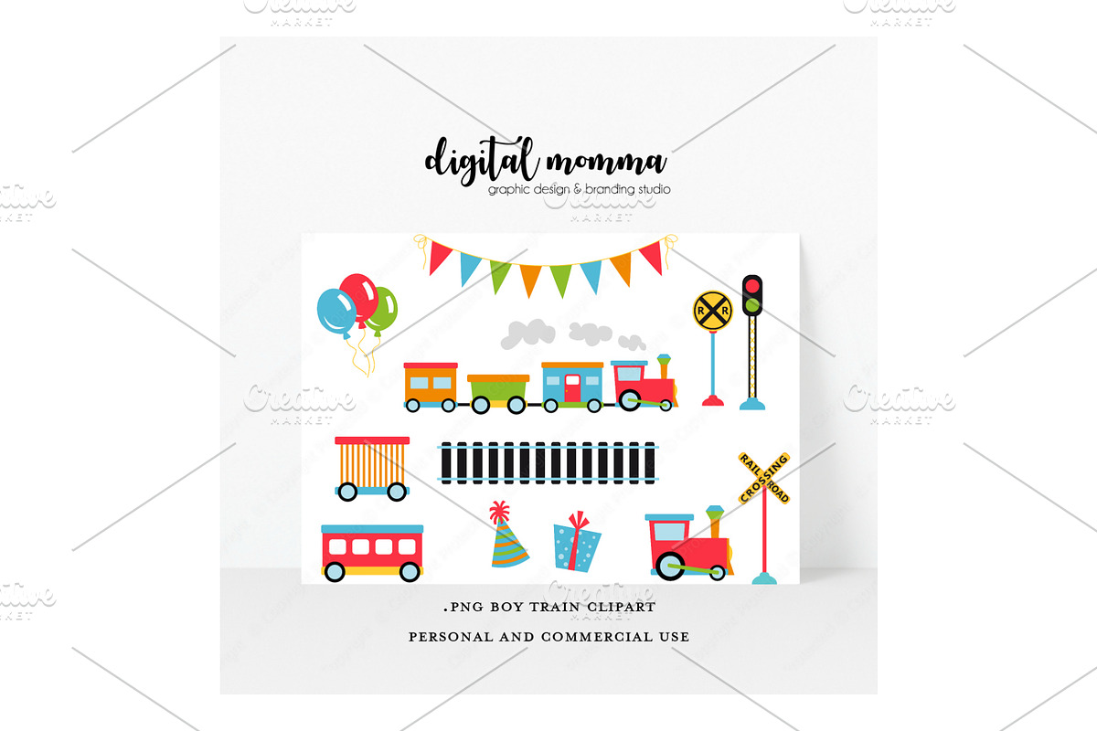 Boy Choo Choo Train Clipart, a Graphic by Digital Momma
