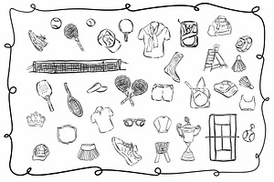 Tennis set, a Sport Illustration by Anada Arty