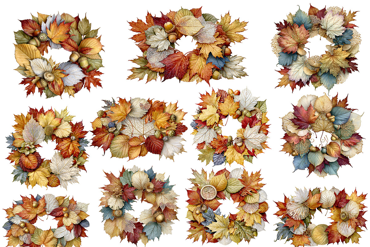 Luxury Clipart Autumn Leaves Wreath, a Decorative Illustration by Area (Photo 20 of 40)