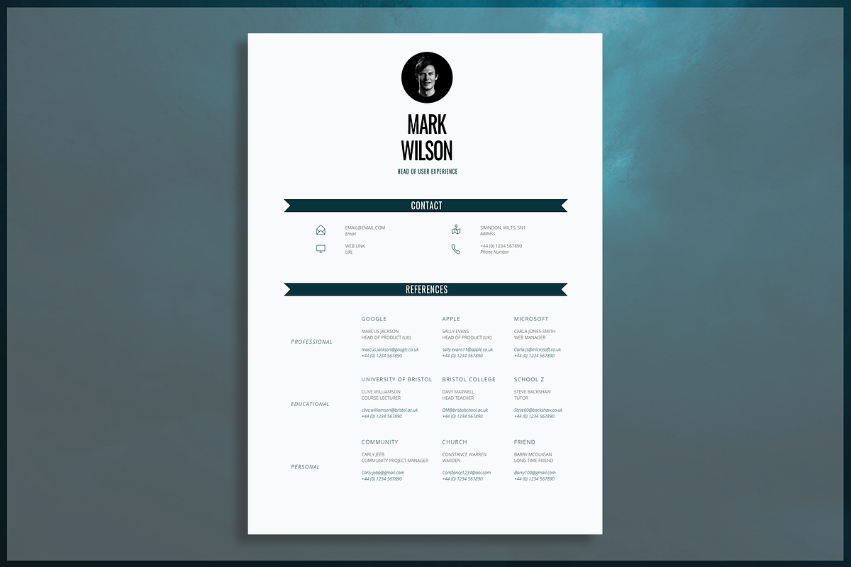 Modern Resume Template | CV Template, a Resume Template by introDuice - CV / Resumes (Photo 5 of 6)