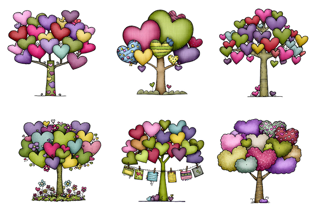 Whimsical Valentines Day Heart Tree, an Illustration by CreationArt (Photo 3 of 7)
