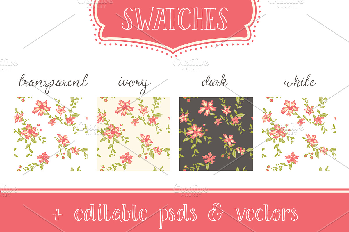 Seamless Vintage Floral Patterns preview 3