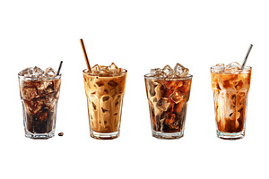 Watercolor iced coffee. Ice latte in, a Food Illustration by Stock-Smart-Start