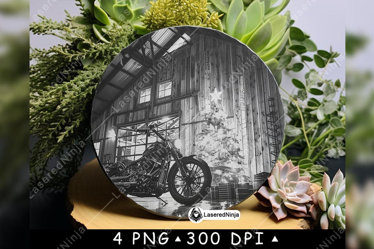Rustic Barn Big Bike Christmas Tree, a Background Graphic by LaseredNinja (Photo 3 of 7)