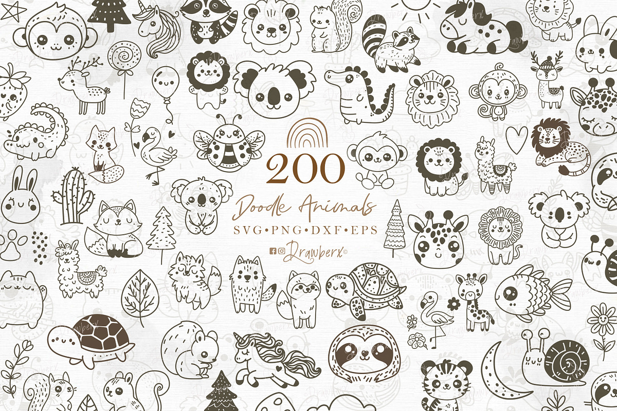 Cute Animal Svg Bundle, doodle 129, an Illustration by Drawberx (Photo 1 of 10)
