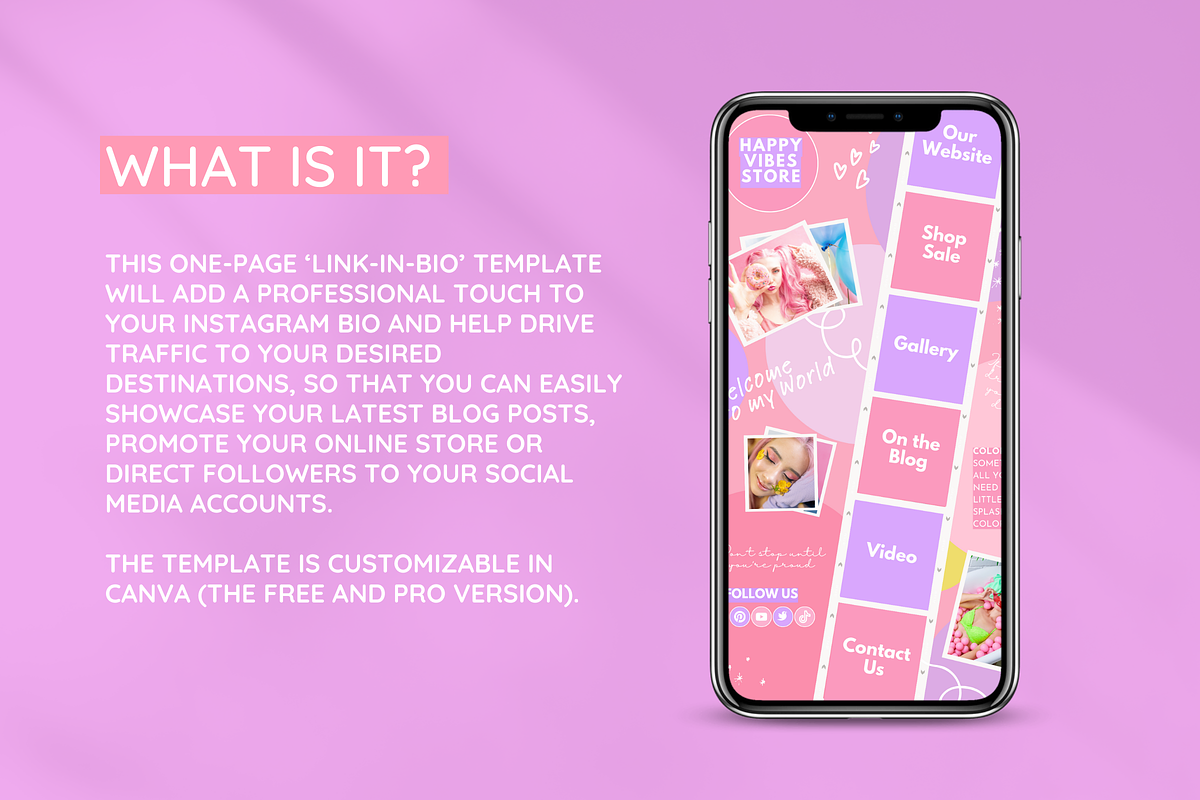 Creative Link in Bio Template, a Landing Page Template by SunshineStudioBoutique (Photo 2 of 9)