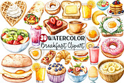Watercolor Breakfast Clipart, an Illustration by Rose Art (Thumbnail 1 of 4)