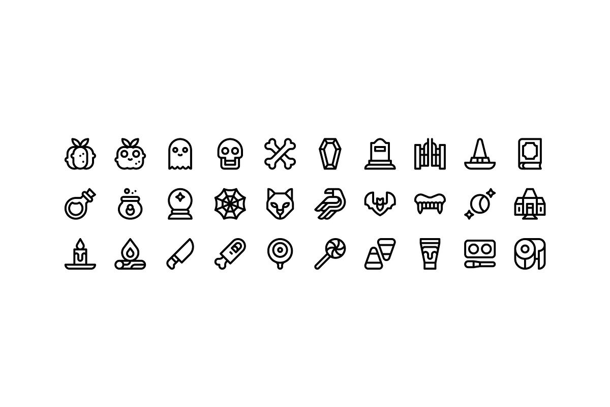30 Halloween Icons, an Outline Icon by Side Project (Photo 2 of 8)