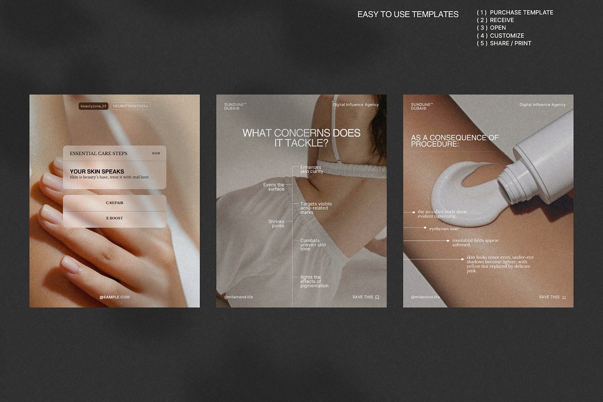 Skincare Instagram Post Layout Kit preview 3