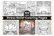 Stress Relief Adult Coloring Book, a Decorative Illustration by Design Station (Thumbnail 1 of 4)