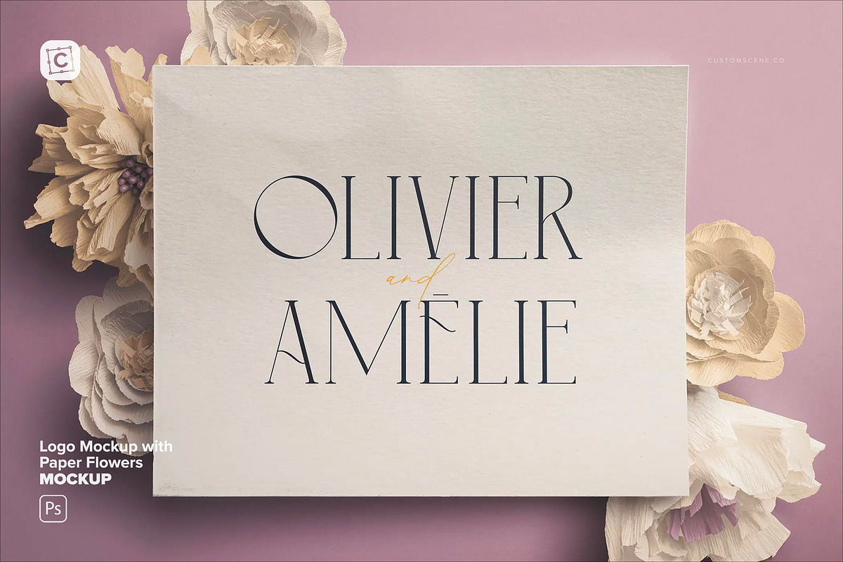 Logo Mockup with Paper Flowers, a Product Mockup by Custom Scene (Photo 1 of 8)