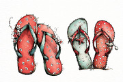 whimsical summer flip flops clipart, an Illustration by Designworld (Thumbnail 3 of 6)