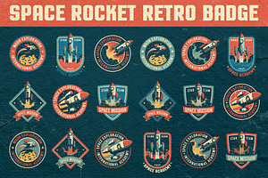 Space Rocket Retro Badge