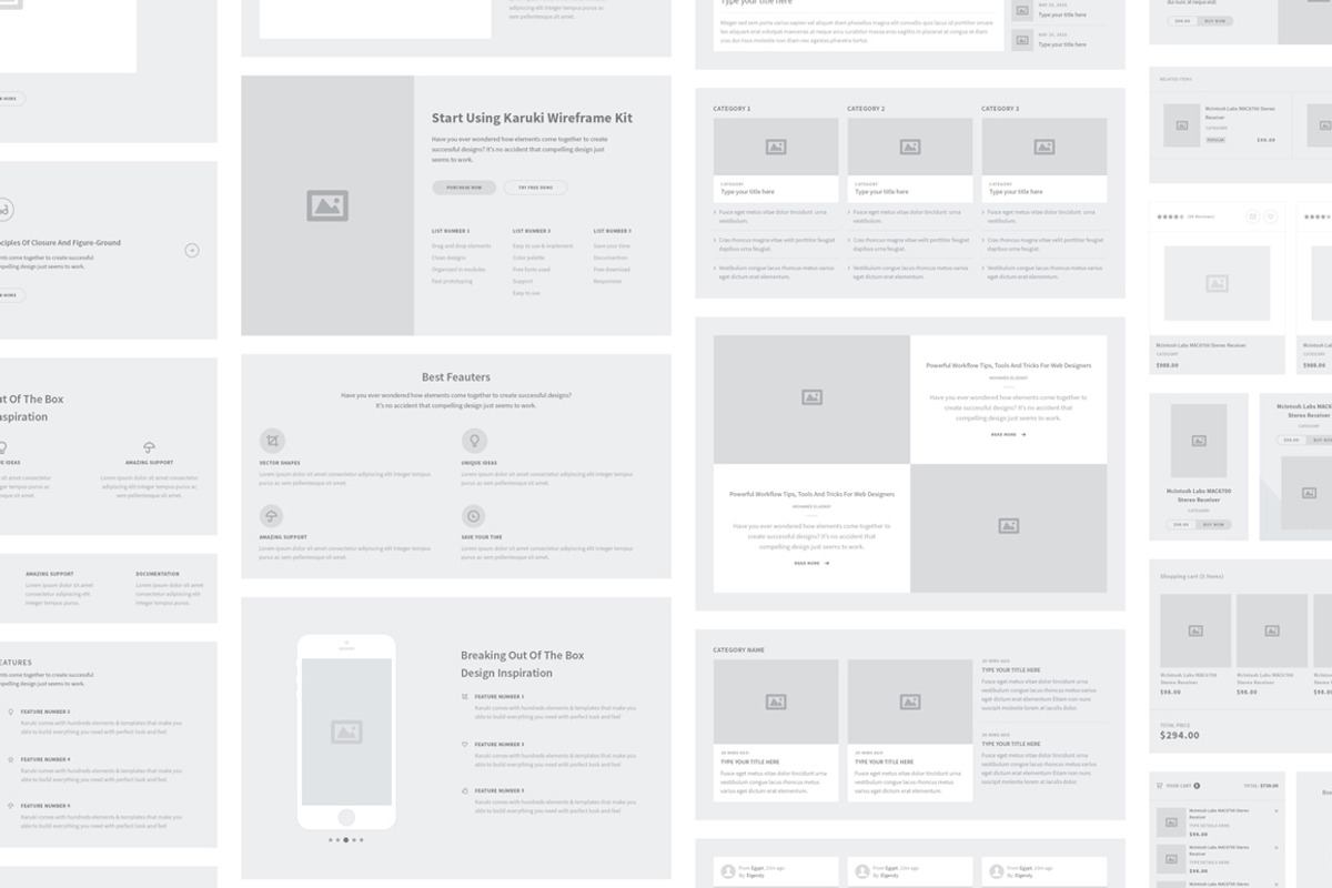 Karuki Wireframe Kit, a Wireframe Template by MahamedElgendy (Photo 3 of 4)