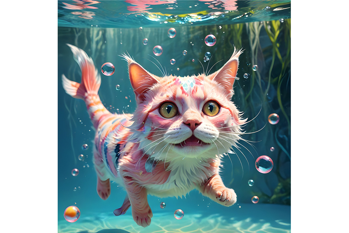Amusing Fantasy Pink Cat Fish, an Animal Illustration by Sharon Schwalbe (Photo 3 of 3)