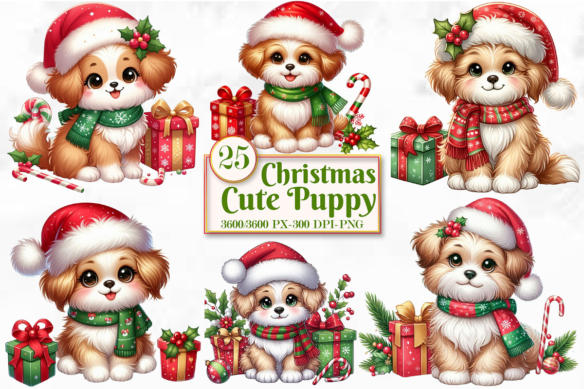 Christmas Cute Puppy Sublimation, a Seasonal Illustration by Craft Nest (Photo 1 of 5)