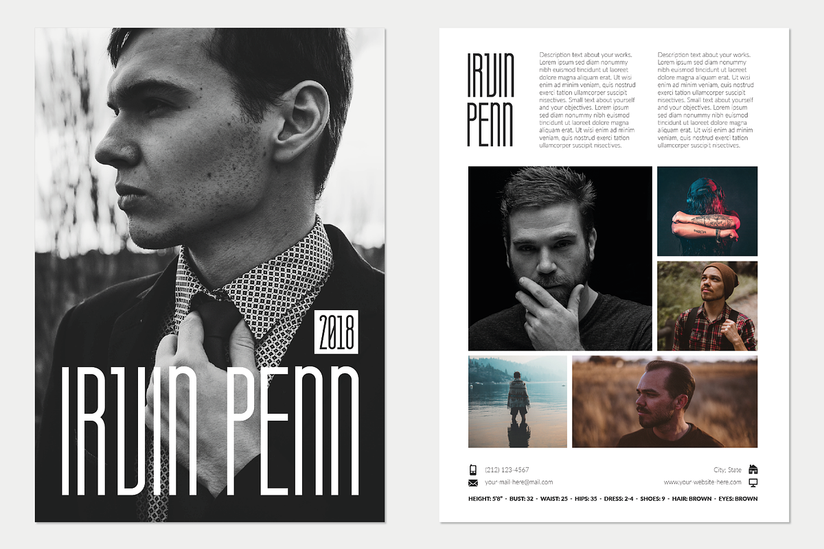 Comp Card Printing digital comp card, a Resume Template by TemplateLab