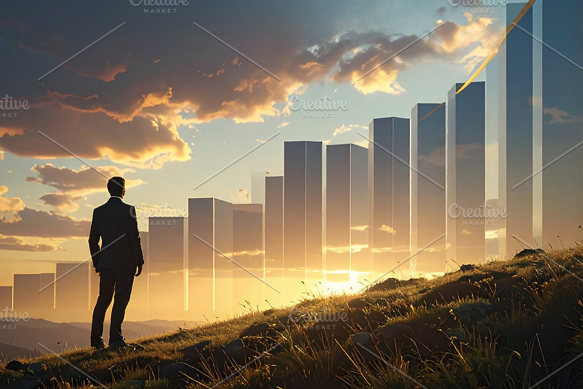 Silhouette observing private equity growth horizon, a Finance Illustration by DanFLCreativo