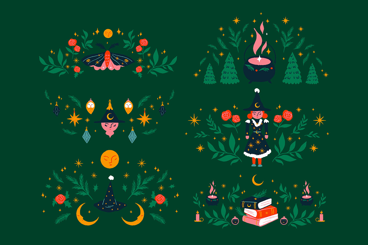 Witchy Christmas Illustrations, a Seasonal Illustration by The Creative Butternut (Photo 3 of 9)