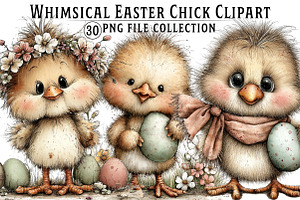 Whimsical Easter Chick Clipart, an Illustration by Dream Creation