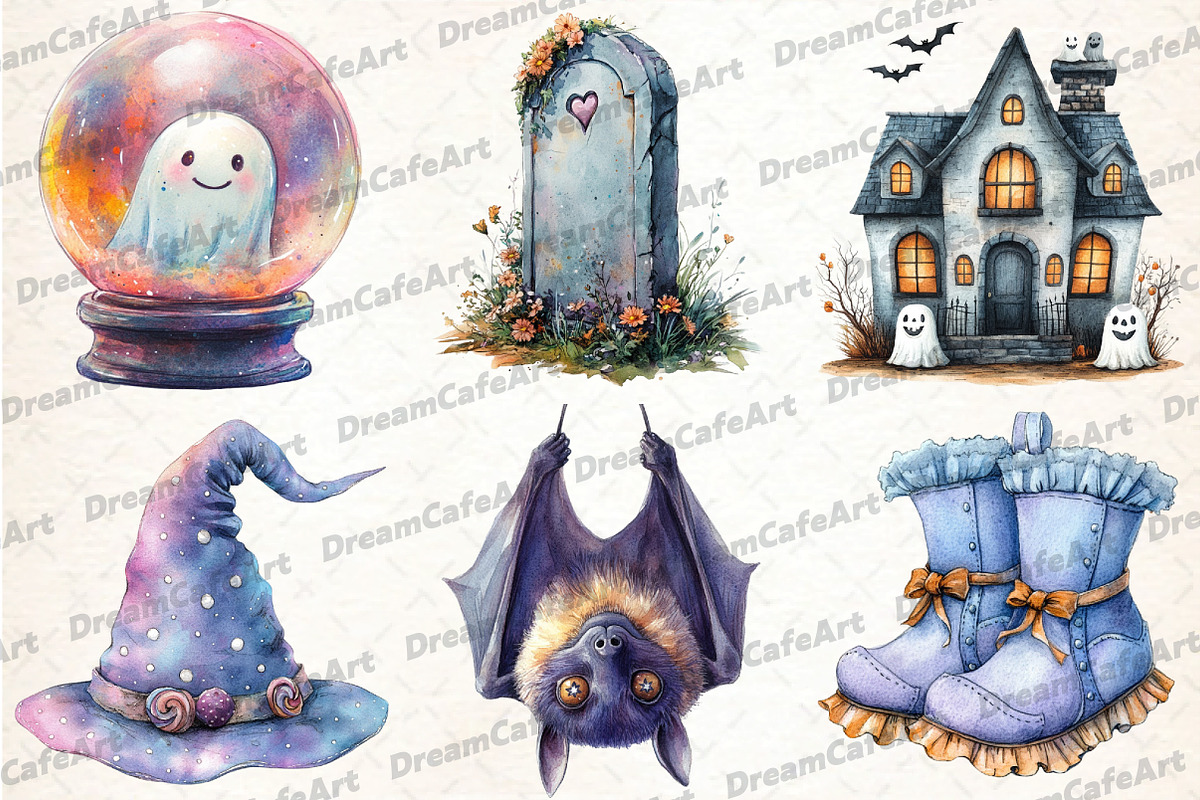 Hand Drawn Cute Halloween Clipart Bu, an Illustration by DreamCafeArt (Photo 2 of 7)