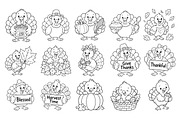 Autumn Turkey Doodle Line Art, a Seasonal Illustration by DENIDigitalArtSudio (Thumbnail 2 of 8)