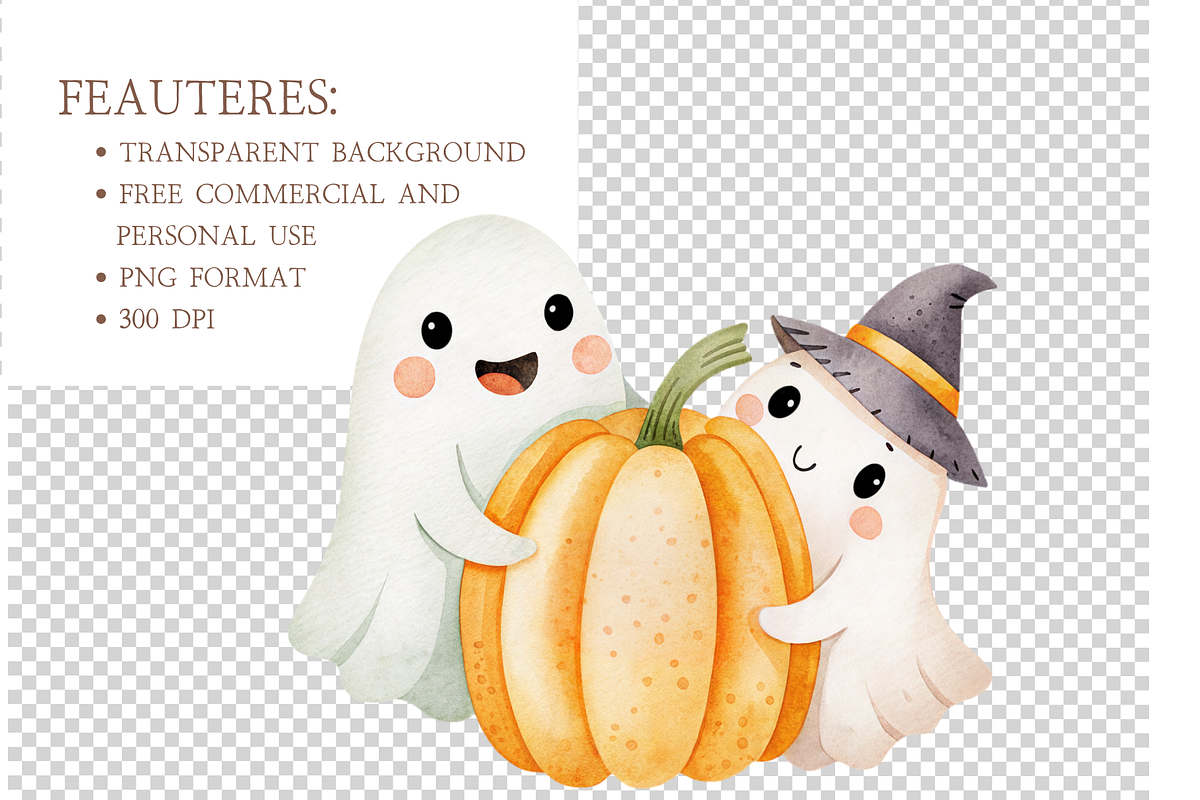 Watercolor Halloween Clipart PNG, a Seasonal Illustration by MockupWizard (Photo 4 of 5)