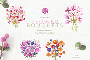 Watercolor Bouquets Set, an Illustration by Bibela (Thumbnail 2 of 8)