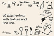 Wine, Pasta and Cheese Illustrations, a Decorative Illustration by ginni illustrations (Thumbnail 2 of 5)