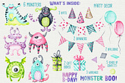 Monsters watercolor clipart, an Object Graphic by Trinibis (Thumbnail 2 of 4)