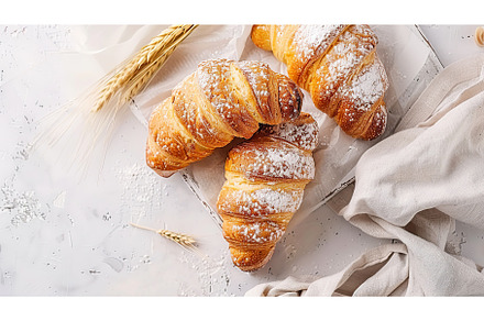 Croissants with Wheat Ears on Rustic, a Food & Drink Photo by Lermont51