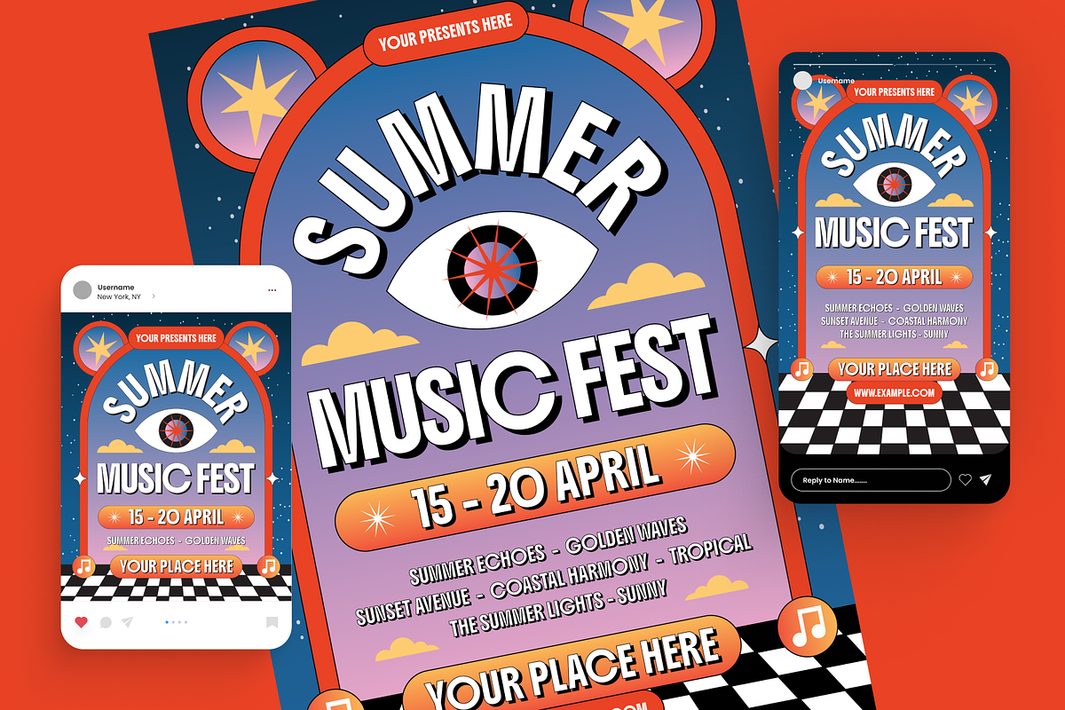 Psychedelic Music Festival Flyer Set, a Flyer Template by Annora Studio (Photo 2 of 6)