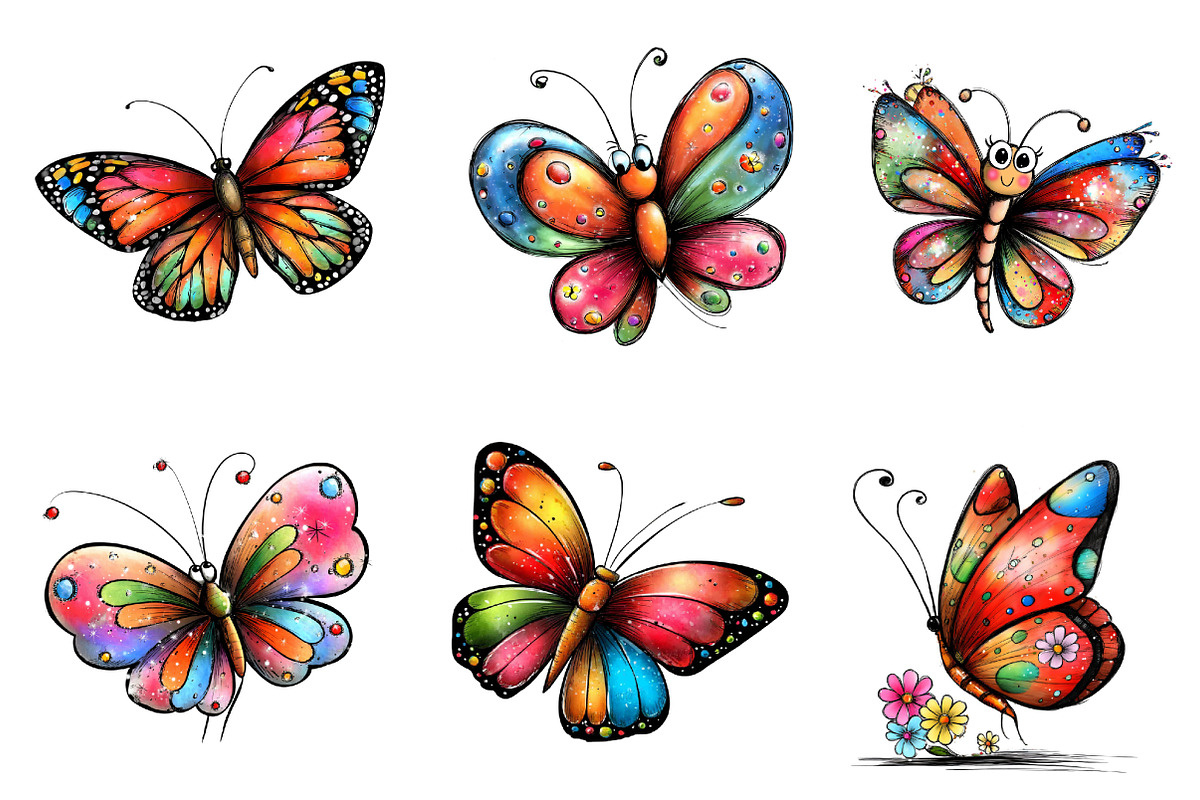 Whimsical buterfly clipart, an Illustration by CreationArt (Photo 4 of 5)
