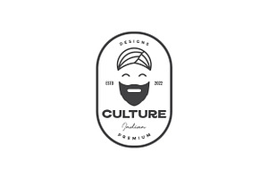 Old Man Indian Turban Badge Logo