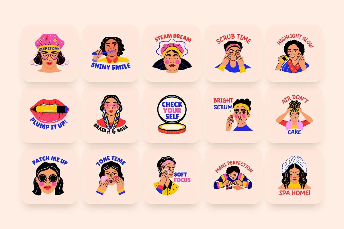 Animated Beauty Stickers Art Set, an Emoji Icon by Brickclay (Photo 4 of 5)