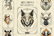 ART DECO ANIMAL ILLUSTRATIONS, an Animal Illustration by Luna Dreams (Thumbnail 1 of 6)