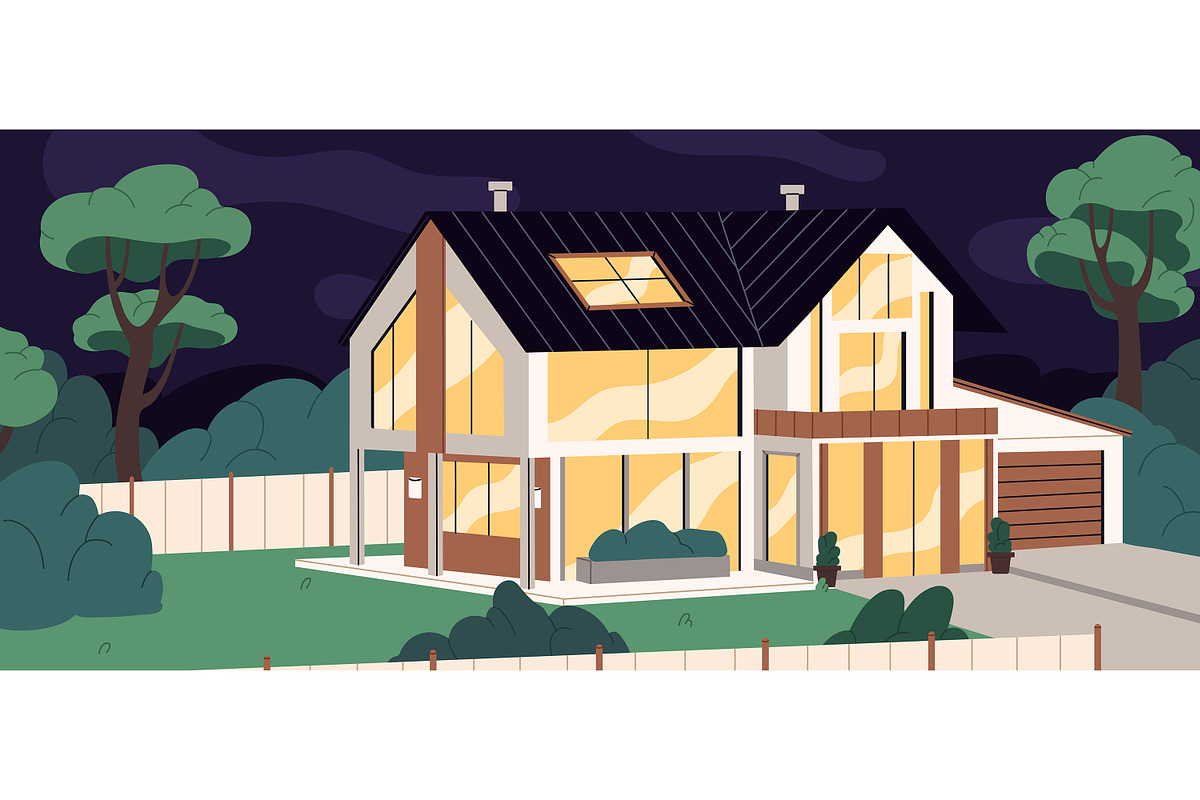 Modern suburban house cottage banner, an Object Illustration by PaperTrident (Photo 2 of 4)