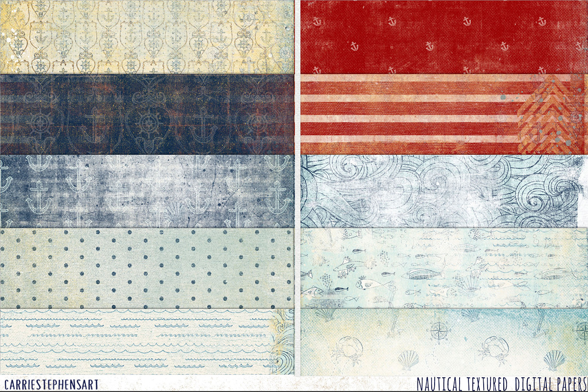 Nautical Digital Paper, Textured preview 3