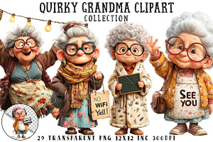 Quirky Grandma Clipart, an Illustration by OK Design