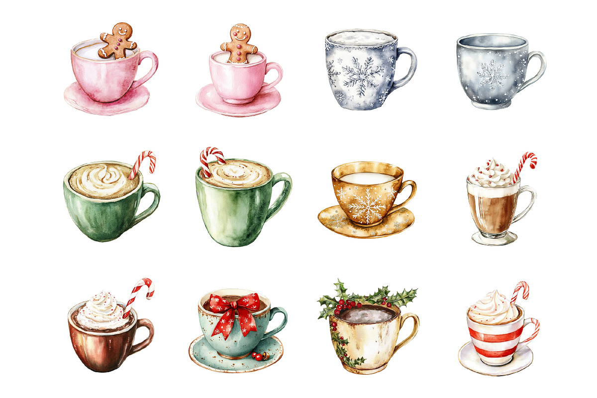 Christmas Coffee Cup Clipart, an Illustration by Design Market (Photo 2 of 3)