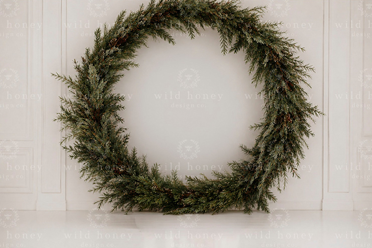 Christmas Wreath Digital Backdrop, a Layer Style Add-On by Wild Honey Design Co. (Photo 2 of 2)