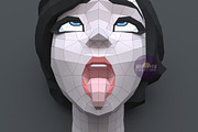 Ahegao Face 3D model template, a Graphic by PolyFish (Thumbnail 1 of 5)