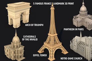 5 Famous Landmark France Low Poly