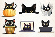 Black Cat Peeking Clipart PNG, an Illustration by Dream Creation (Thumbnail 5 of 5)
