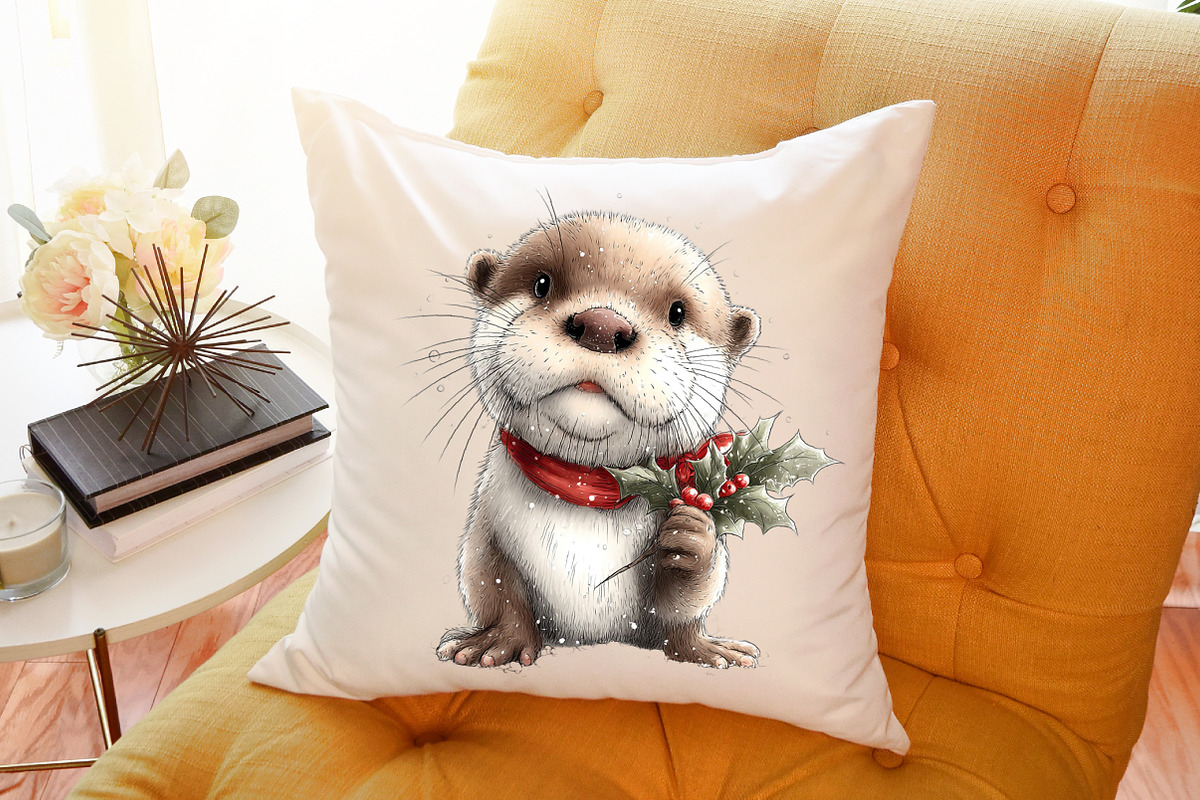 Christmas Otter Clipart Set, an Illustration by Sublimation Artist (Photo 6 of 6)