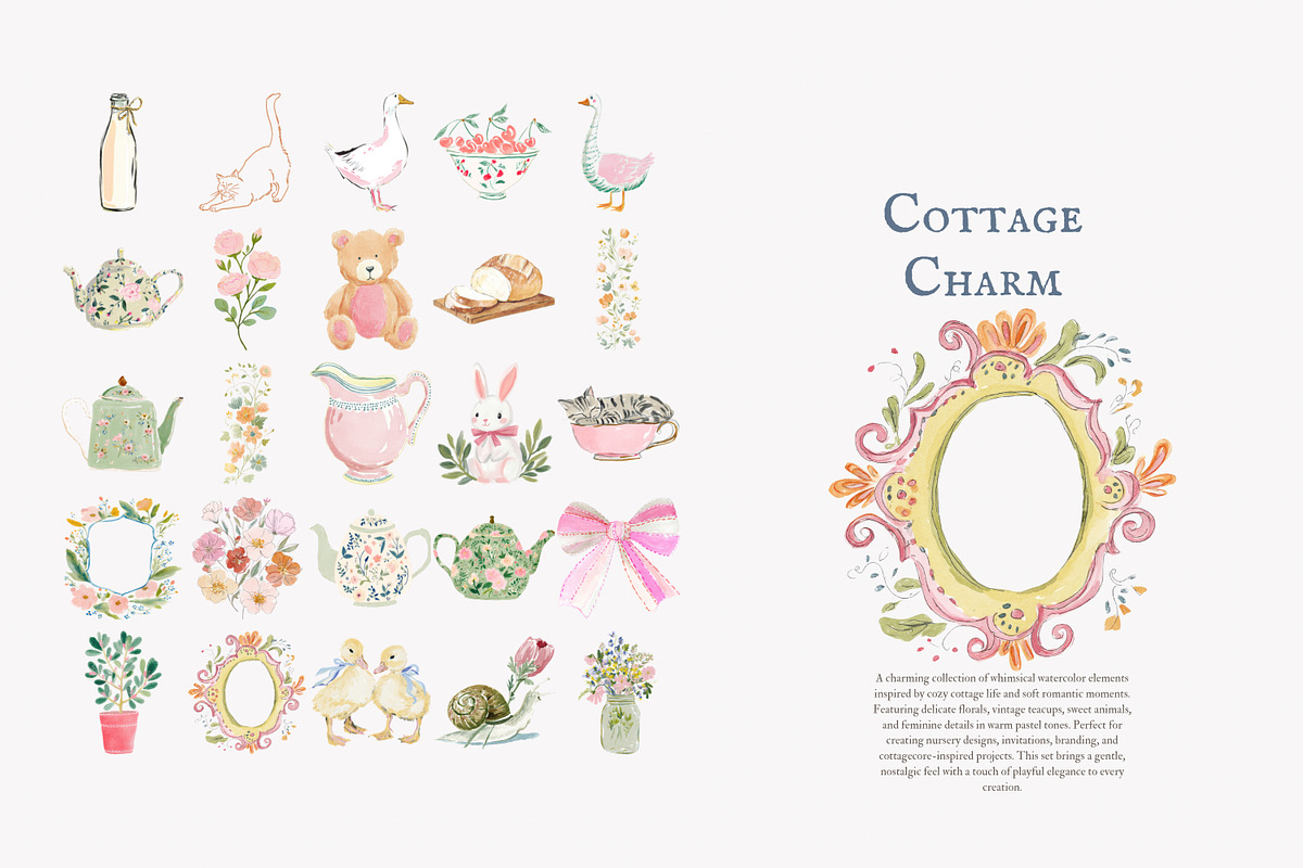 Cottagecore clipart set, a Decorative Illustration by Patishop Art (Photo 6 of 9)