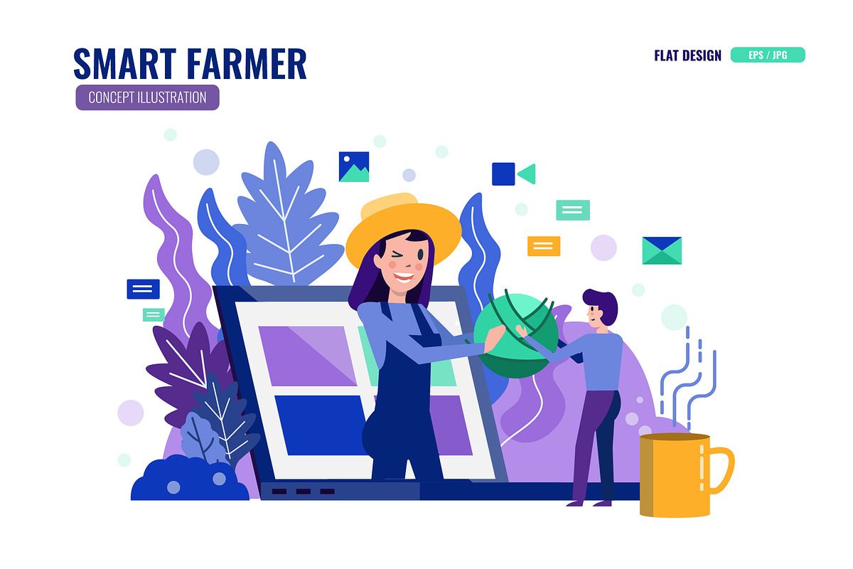 Smart Farmer Illustration, a Person Illustration by Foxyard studio (Photo 3 of 6)
