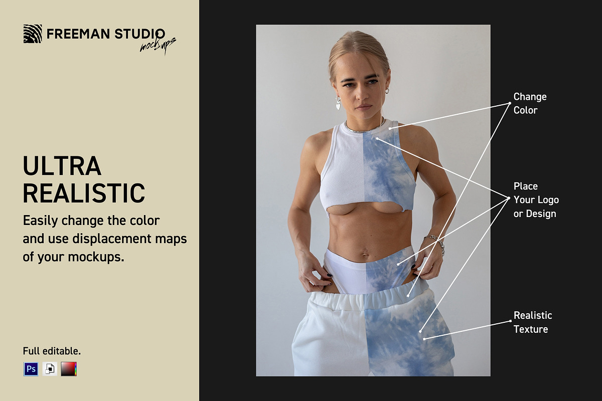 Sport Pants and Tank-Top Mock-Up Set, a Bottom Mockup by Freeman Studio (Photo 4 of 15)