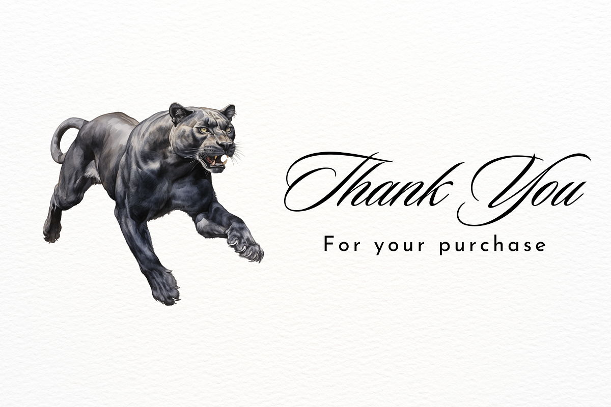 Elegant Black Panther Watercolor Set, an Illustration by New-School-Wave (Photo 5 of 5)