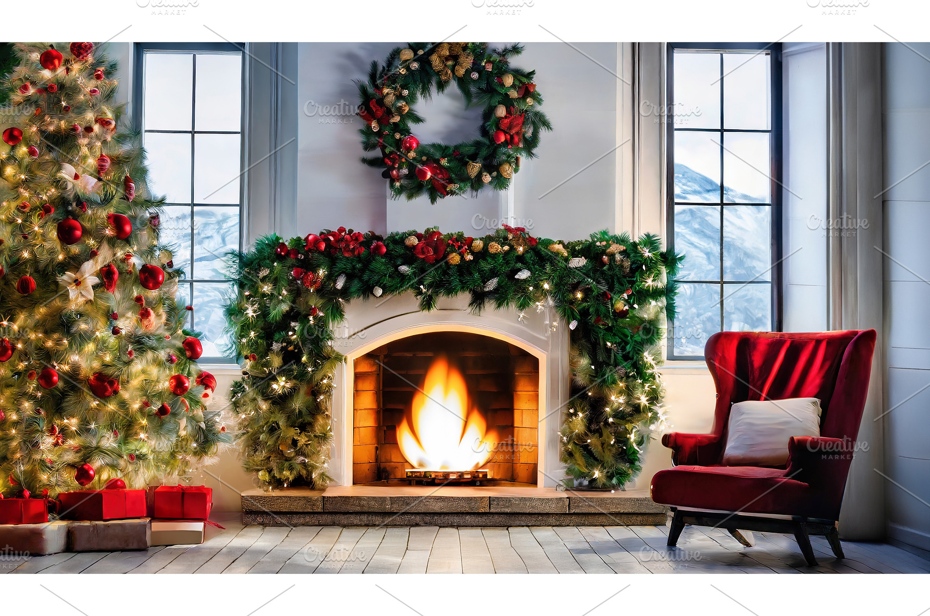 Beautifully decorated cozy living, a Holiday Photo by Igor Tichonow